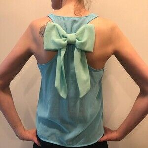 Dainty Hooligan Women's Sheer Bow Back Tank Top Small Loose Flowy